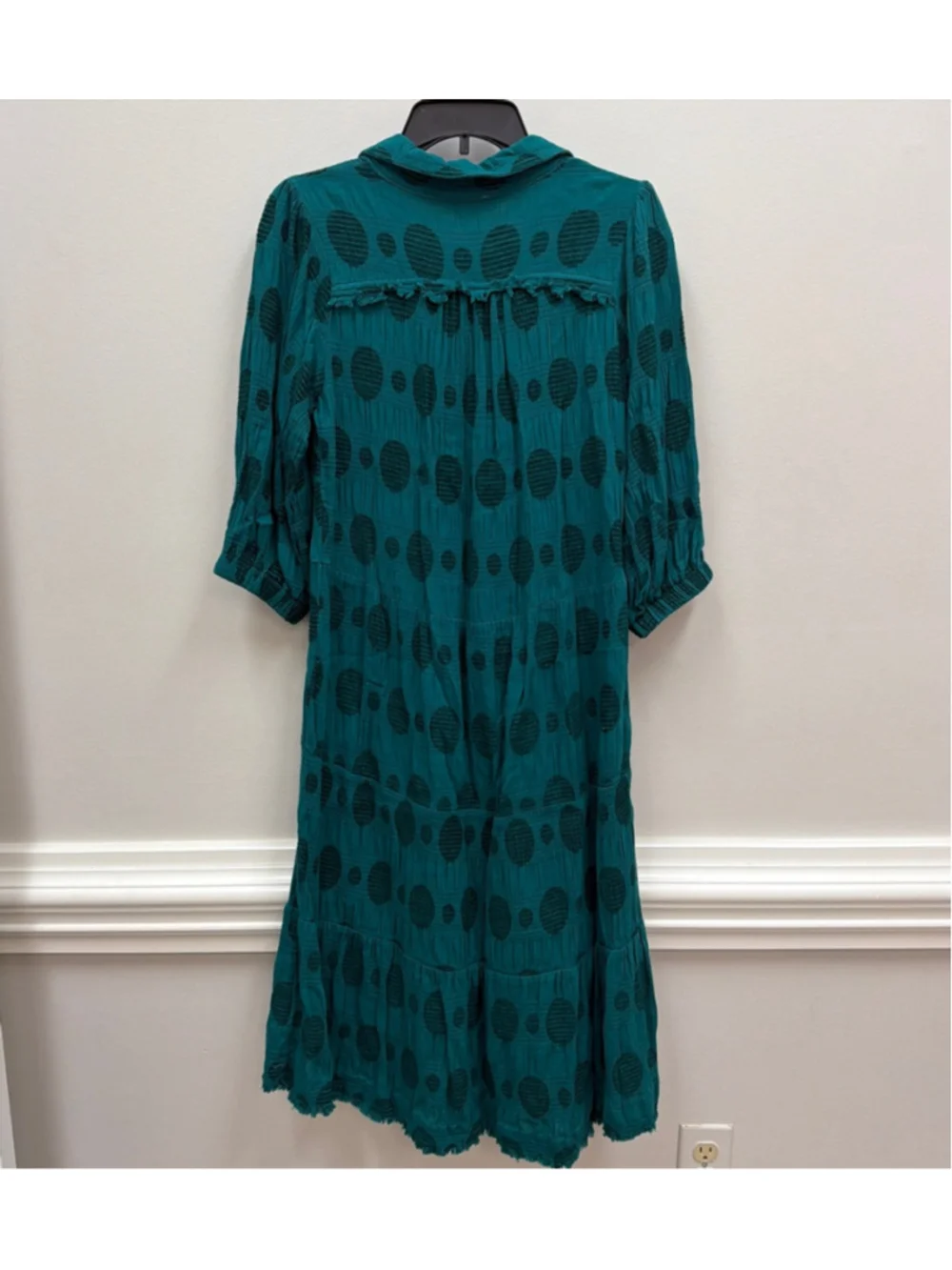 Umgee USA Green Teal Polka Dot Midi Dress Sz Small!